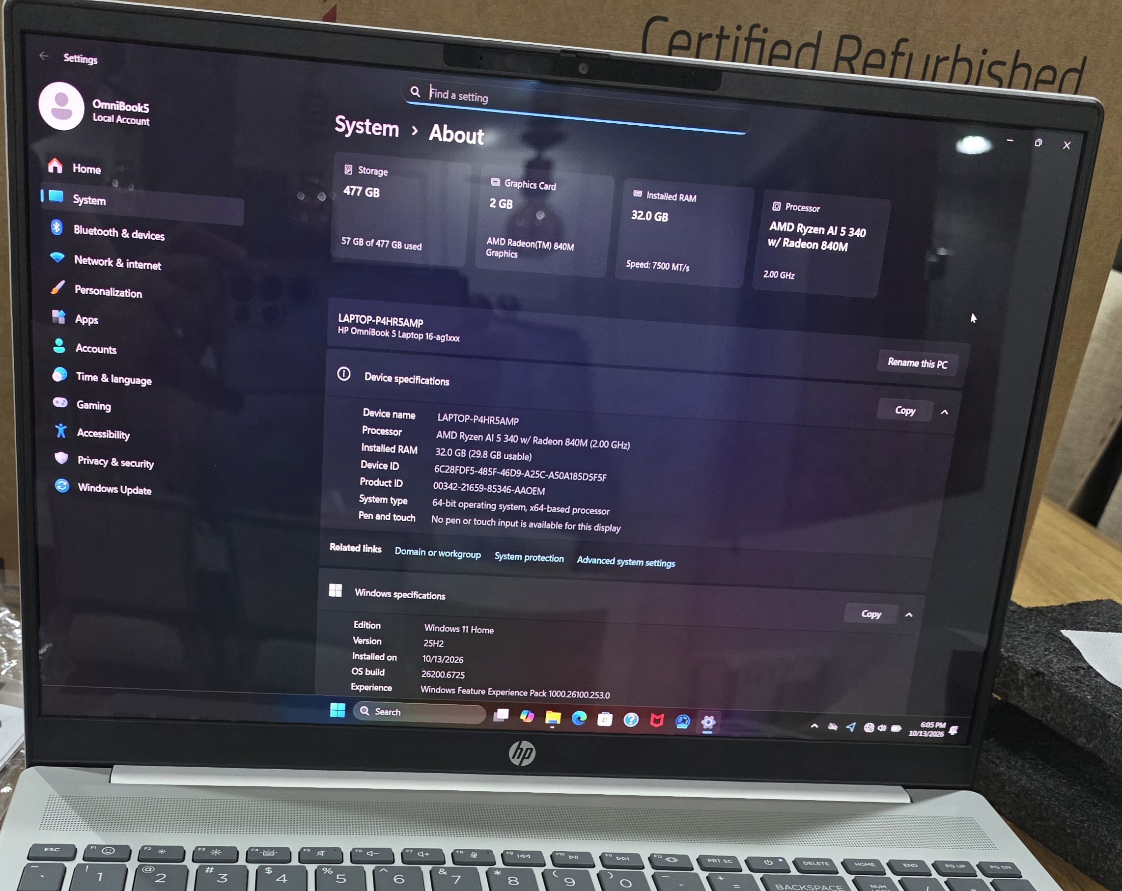 HP OmniBook 5 AI Laptop OLED 32 GB de RAM - Imagen 5