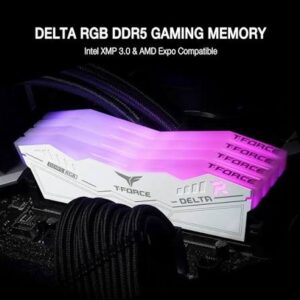 Kit RAM TeamGroup T-Force Delta RGB DDR5 16GB (2x8GB) 6000MHz - White